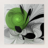Abstract Zwart-wit met Groene Fractal Art Legpuzzel (Verticaal)