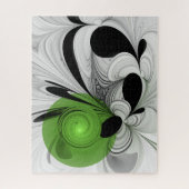 Abstract Zwart-wit met Groene Fractal Art Legpuzzel (Verticaal)