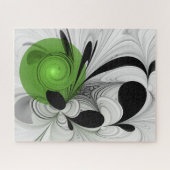 Abstract Zwart-wit met Groene Fractal Art Legpuzzel (Horizontaal)