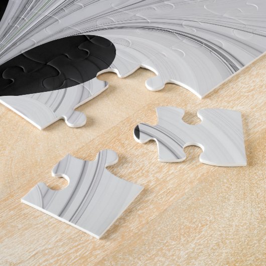 Abstract Zwart-wit met Groene Fractal Art Legpuzzel (Zijkant)