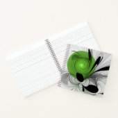 Abstract Zwart-wit met Groene Fractal Art Notitieboek (Binnen)