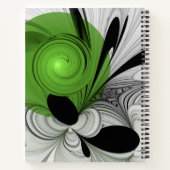 Abstract Zwart-wit met Groene Fractal Art Notitieboek (Achterkant)