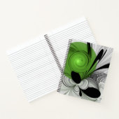 Abstract Zwart-wit met Groene Fractal Art Notitieboek (Binnen)