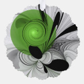Abstract Zwart-wit met Groene Fractal Art Ornament Kaart (Achterkant)
