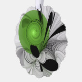 Abstract Zwart-wit met Groene Fractal Art Ornament Kaart (Links)