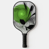 Abstract Zwart-wit met Groene Fractal Art Pickleball Paddle (Voorkant)