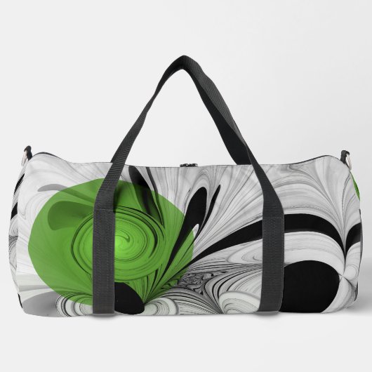 Abstract Zwart-wit met Groene Fractal Art Plunjezak (Voorkant)