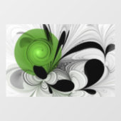 Abstract Zwart-wit met Groene Fractal Art Raamsticker (Vel)