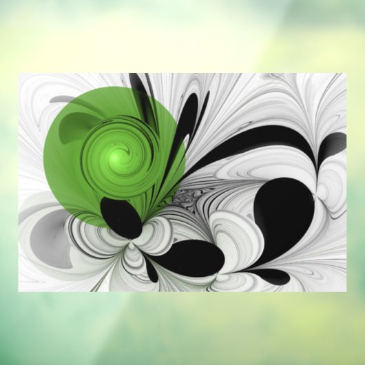 Abstract Zwart-wit met Groene Fractal Art Raamsticker (Vel 3)