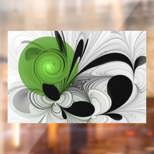 Abstract Zwart-wit met Groene Fractal Art Raamsticker (Vel 2)