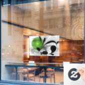 Abstract Zwart-wit met Groene Fractal Art Raamsticker (Cafe Raam)