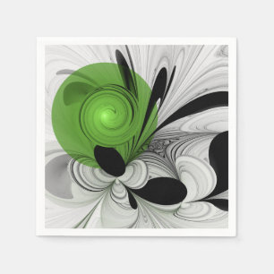 Abstract Zwart-wit met Groene Fractal Art Servet