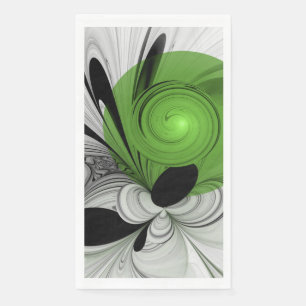 Abstract Zwart-wit met Groene Fractal Art Servet