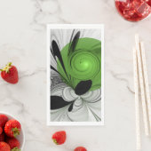 Abstract Zwart-wit met Groene Fractal Art Servet (Insitu)