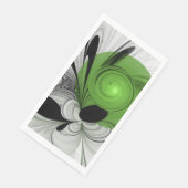 Abstract Zwart-wit met Groene Fractal Art Servet (Hoek)