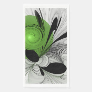 Abstract Zwart-wit met Groene Fractal Art Servet
