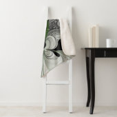 Abstract Zwart-wit met Groene Fractal Art Sherpa Deken (In situ)