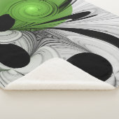 Abstract Zwart-wit met Groene Fractal Art Sherpa Deken (3/4)