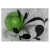 Abstract Zwart-wit met Groene Fractal Art Snijplank (Voorkant)