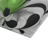Abstract Zwart-wit met Groene Fractal Art Snijplank (Hoek)