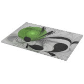 Abstract Zwart-wit met Groene Fractal Art Snijplank (Hoek)