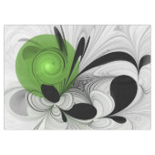 Abstract Zwart-wit met Groene Fractal Art Tafelkleed (Voorkant (Horizontaal))