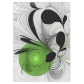 Abstract Zwart-wit met Groene Fractal Art Tafelkleed (Voorkant)