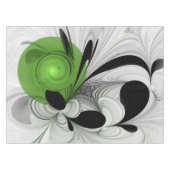 Abstract Zwart-wit met Groene Fractal Art Tafelkleed (Voorkant (Horizontaal))