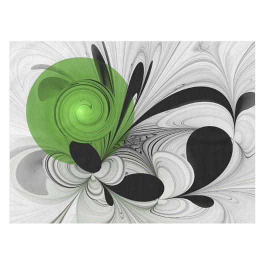 Abstract Zwart-wit met Groene Fractal Art Tafelkleed (Voorkant (Horizontaal))