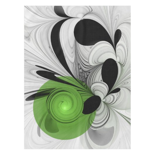 Abstract Zwart-wit met Groene Fractal Art Tafelkleed (Voorkant)