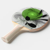 Abstract Zwart-wit met Groene Fractal Art Tafeltennisbatje (Voorkant Gekanteld)