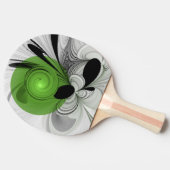 Abstract Zwart-wit met Groene Fractal Art Tafeltennisbatje (Zijkant)