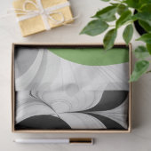 Abstract Zwart-wit met Groene Fractal Art Tissuepapier (Geschenk)