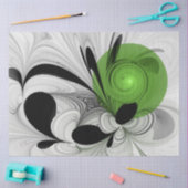 Abstract Zwart-wit met Groene Fractal Art Tissuepapier (Craft)