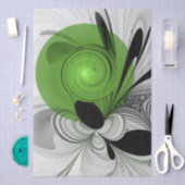Abstract Zwart-wit met Groene Fractal Art Tissuepapier (Craft)