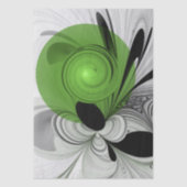 Abstract Zwart-wit met Groene Fractal Art Tissuepapier (Voorkant)