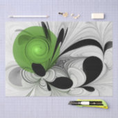 Abstract Zwart-wit met Groene Fractal Art Tissuepapier (Craft)