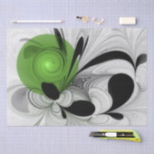 Abstract Zwart-wit met Groene Fractal Art Tissuepapier (Craft)