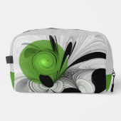 Abstract Zwart-wit met Groene Fractal Art Toilettasje (Voorkant)