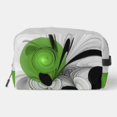 Abstract Zwart-wit met Groene Fractal Art Toilettasje (Achterkant)