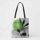 Abstract Zwart-wit met Groene Fractal Art Tote Bag (Voorkant)