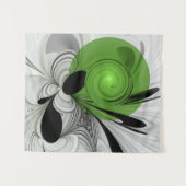 Abstract Zwart-wit met Groene Fractal Art Wandkleed (Voorkant (horizontaal))