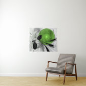 Abstract Zwart-wit met Groene Fractal Art Wandkleed (In Situ (horizontaal))