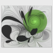 Abstract zwart-wit met groene fractale kunst cadeaupapier (Vlak)