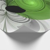 Abstract zwart-wit met groene fractale kunst cadeaupapier (Hoek)
