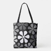 Abstract zwart-wit met grote bloemen tote bag (Achterkant)