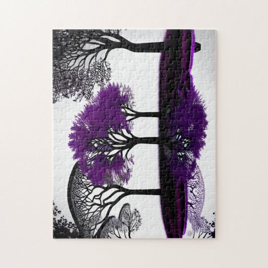 Abstract Zwart-wit met Paarse Legpuzzel (Verticaal)