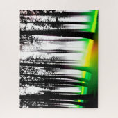 Abstract zwart wit mistig bos en groen geel legpuzzel (Verticaal)