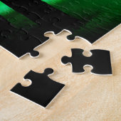 Abstract zwart wit mistig bos en groen geel legpuzzel (Zijkant)