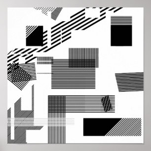 Abstract zwart wit modern viaduct strips poster